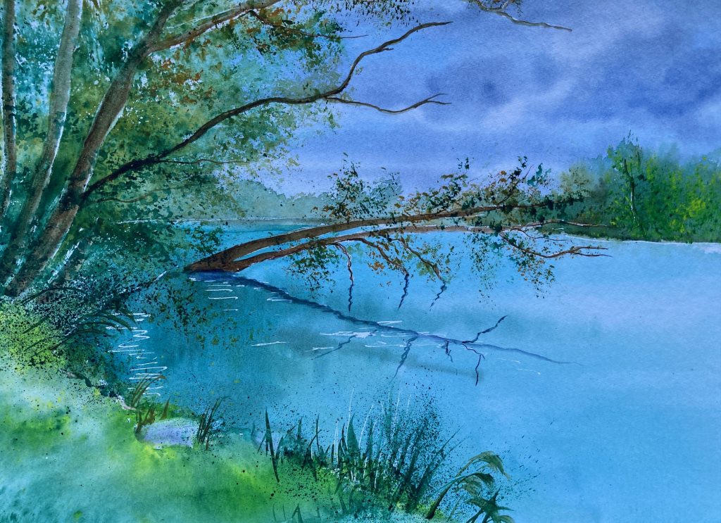 L'étang du Val Saint Martin à Pornic - Les aquarelles de Mumu L'artiste